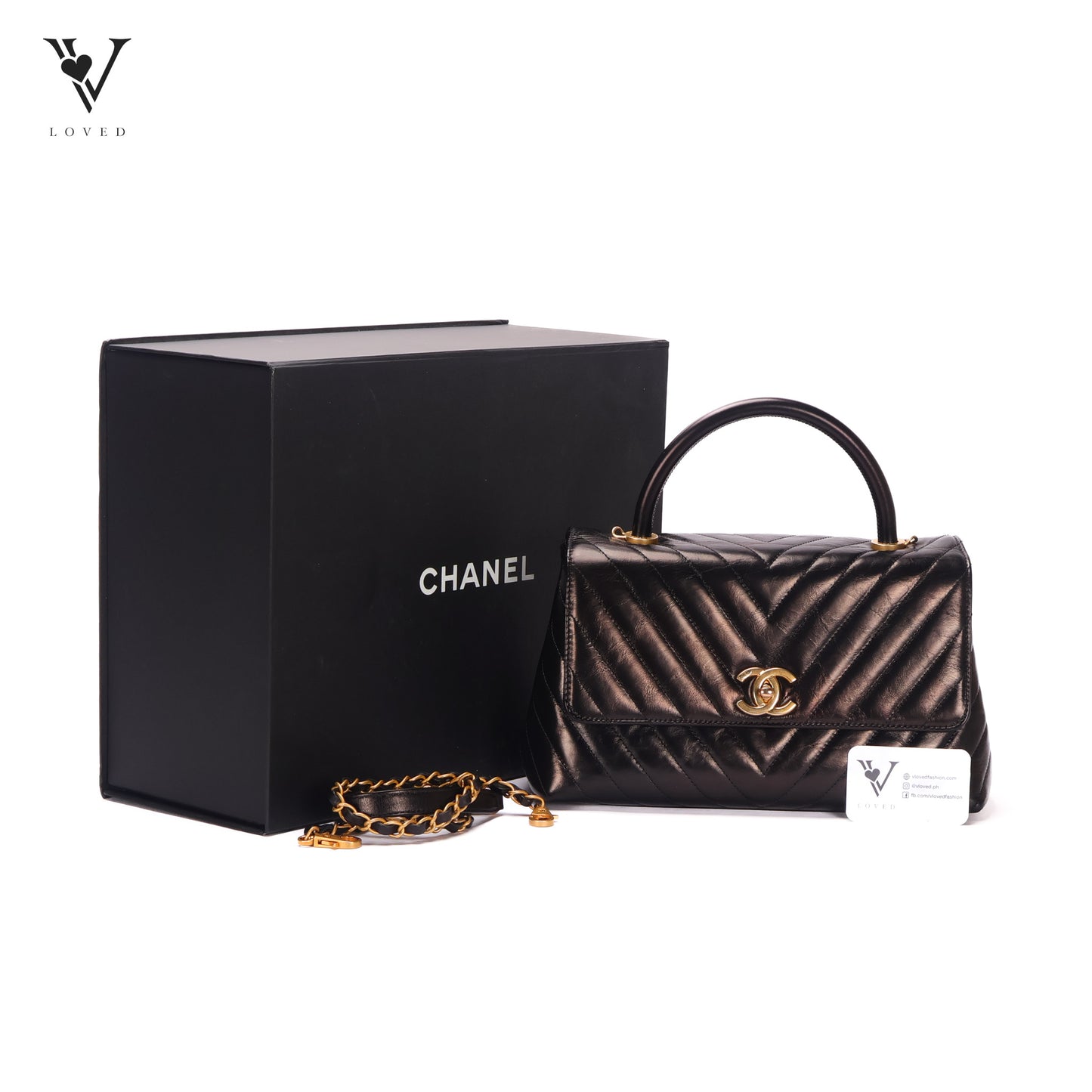 Coco Top Handle In Chevron Quilted Aged Calfskin