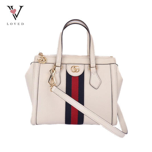 White Ophidia Leather Satchel Bag