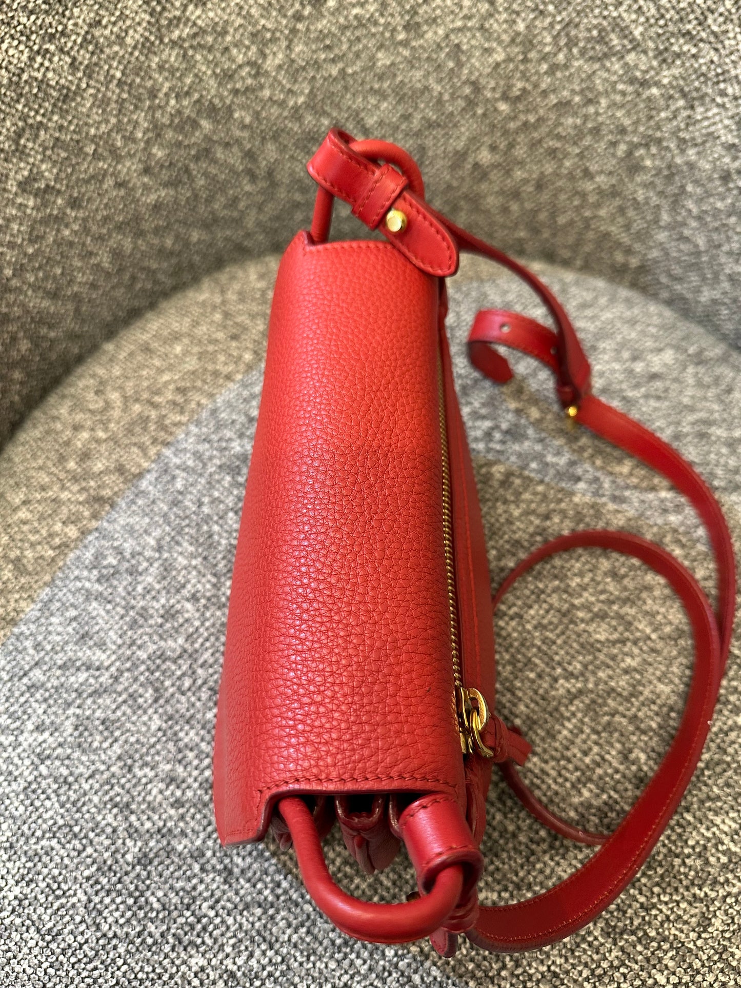 Prada Vitello Daino Flap Crossbody Bag In Red Leather