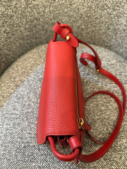 Prada Vitello Daino Flap Crossbody Bag In Red Leather