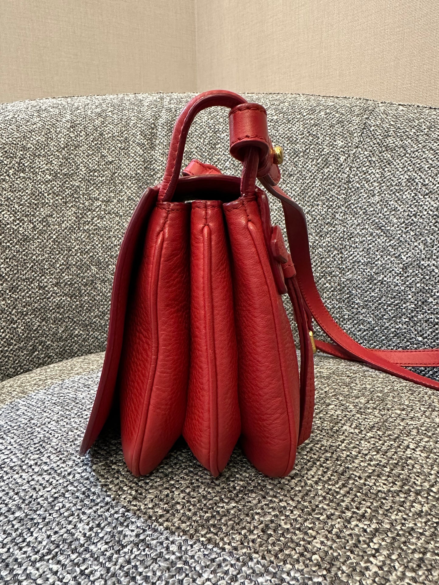 Prada Vitello Daino Flap Crossbody Bag In Red Leather