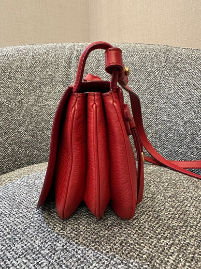 Prada Vitello Daino Flap Crossbody Bag In Red Leather