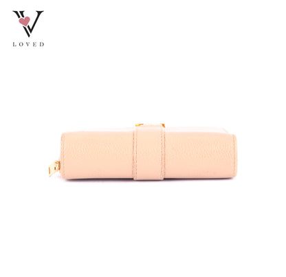 Yves Saint Laurent Line Compact Zippered Wallet in Grained Leather