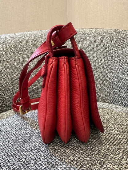Prada Vitello Daino Flap Crossbody Bag In Red Leather