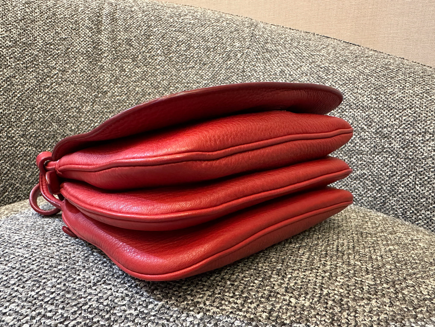 Prada Vitello Daino Flap Crossbody Bag In Red Leather