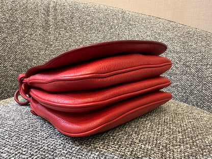 Prada Vitello Daino Flap Crossbody Bag In Red Leather