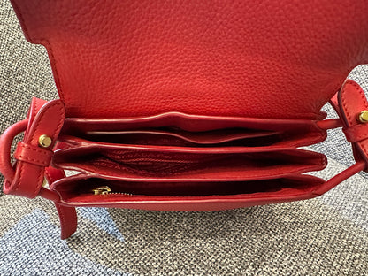 Prada Vitello Daino Flap Crossbody Bag In Red Leather