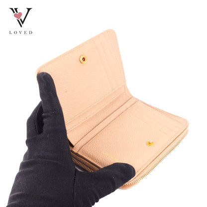 Yves Saint Laurent Line Compact Zippered Wallet in Grained Leather