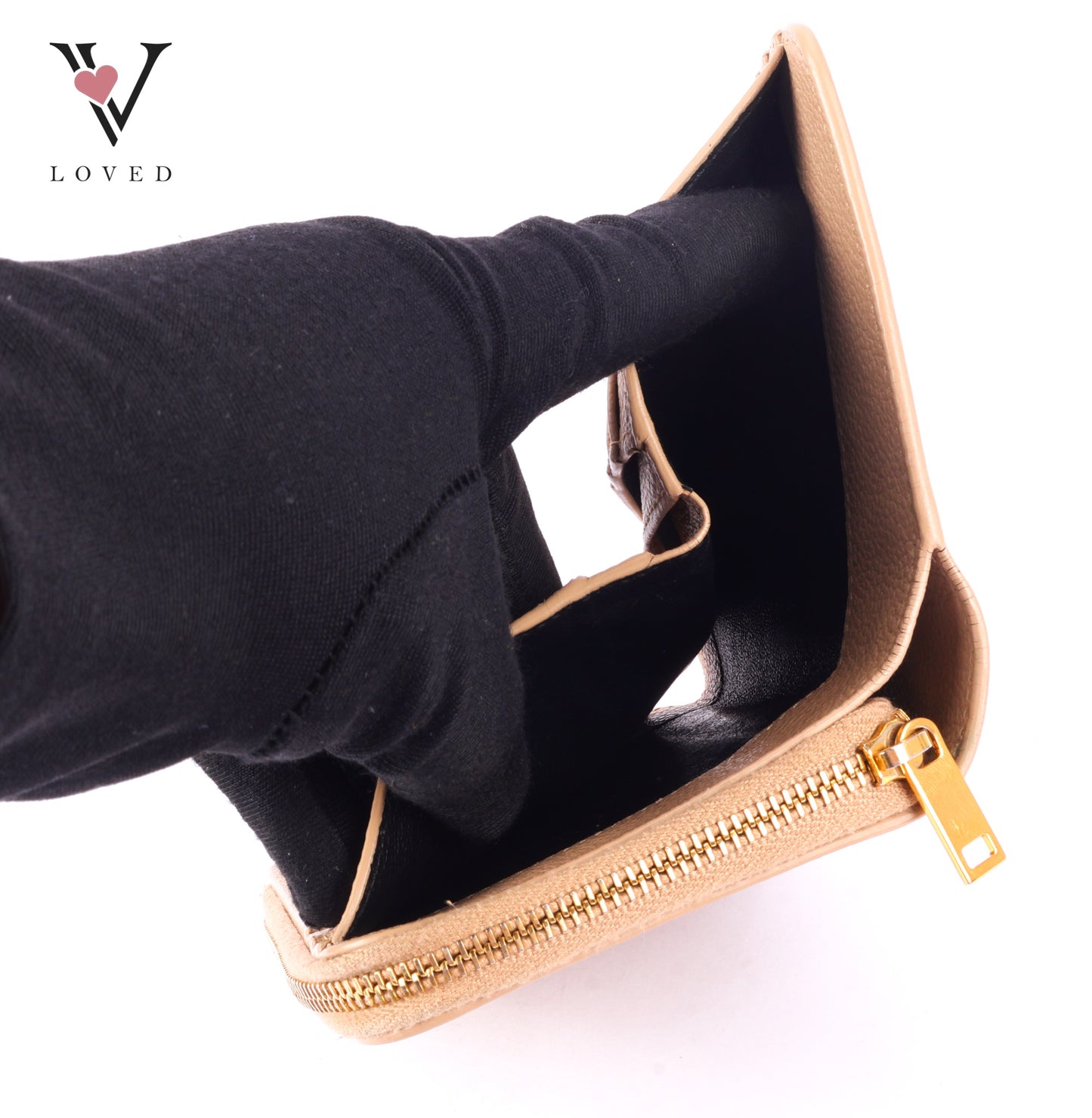 Yves Saint Laurent Line Compact Zippered Wallet in Grained Leather