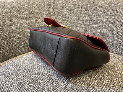 Gucci GG Marmont Flap Matelassé Shoulder Bag in Black and Red Trim