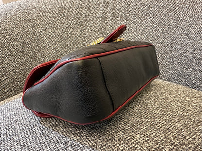 Gucci GG Marmont Flap Matelassé Shoulder Bag in Black and Red Trim