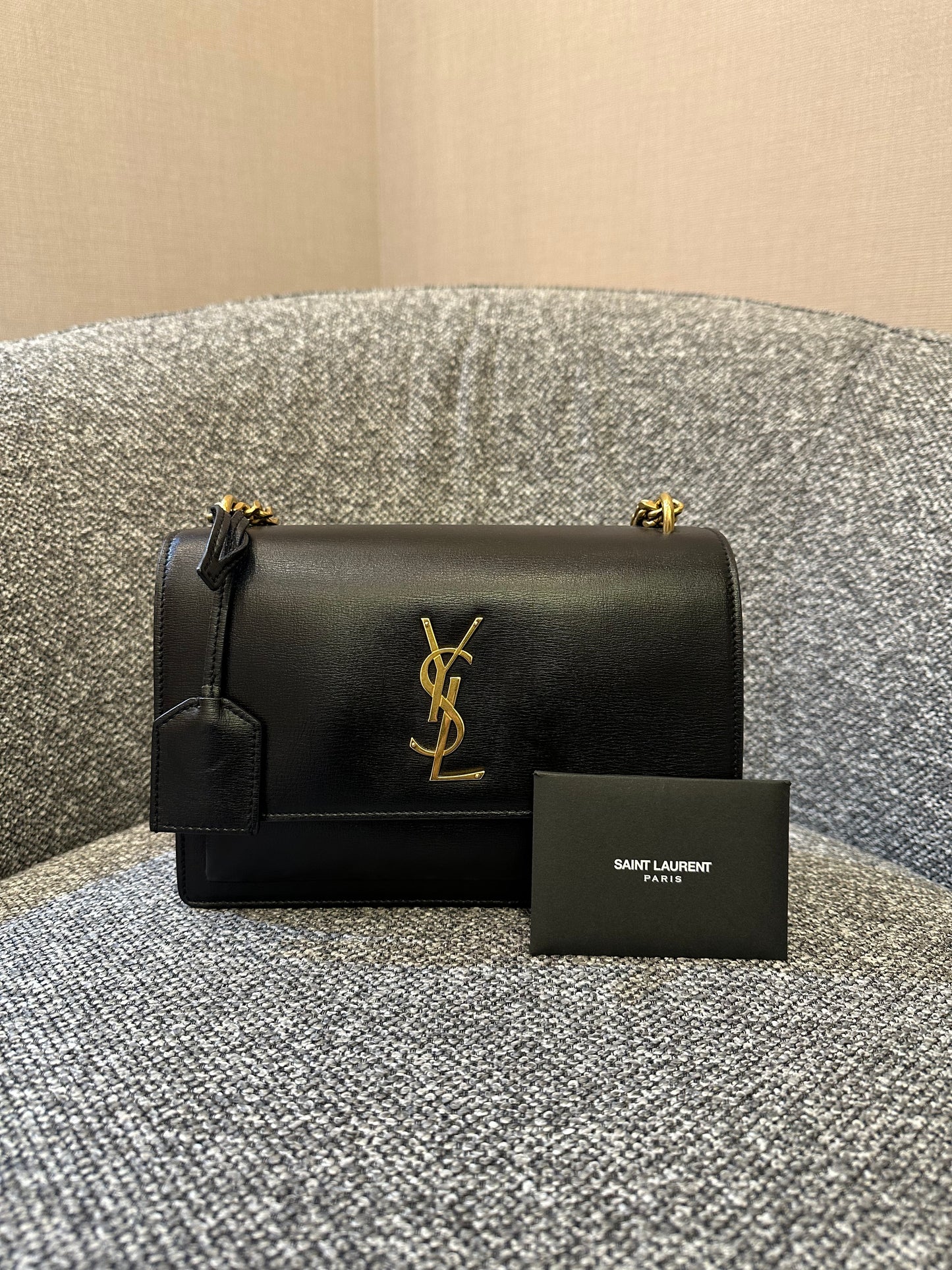 Yves Saint Laurent Sunset Bag In Black Leather