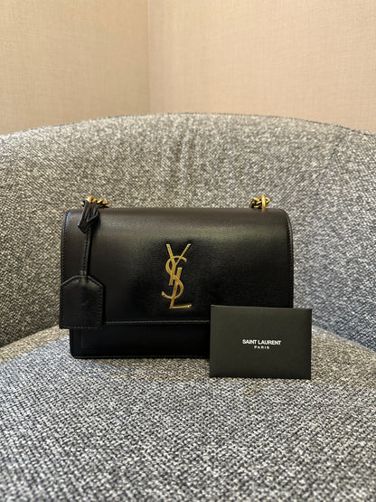 Yves Saint Laurent Sunset Bag In Black Leather