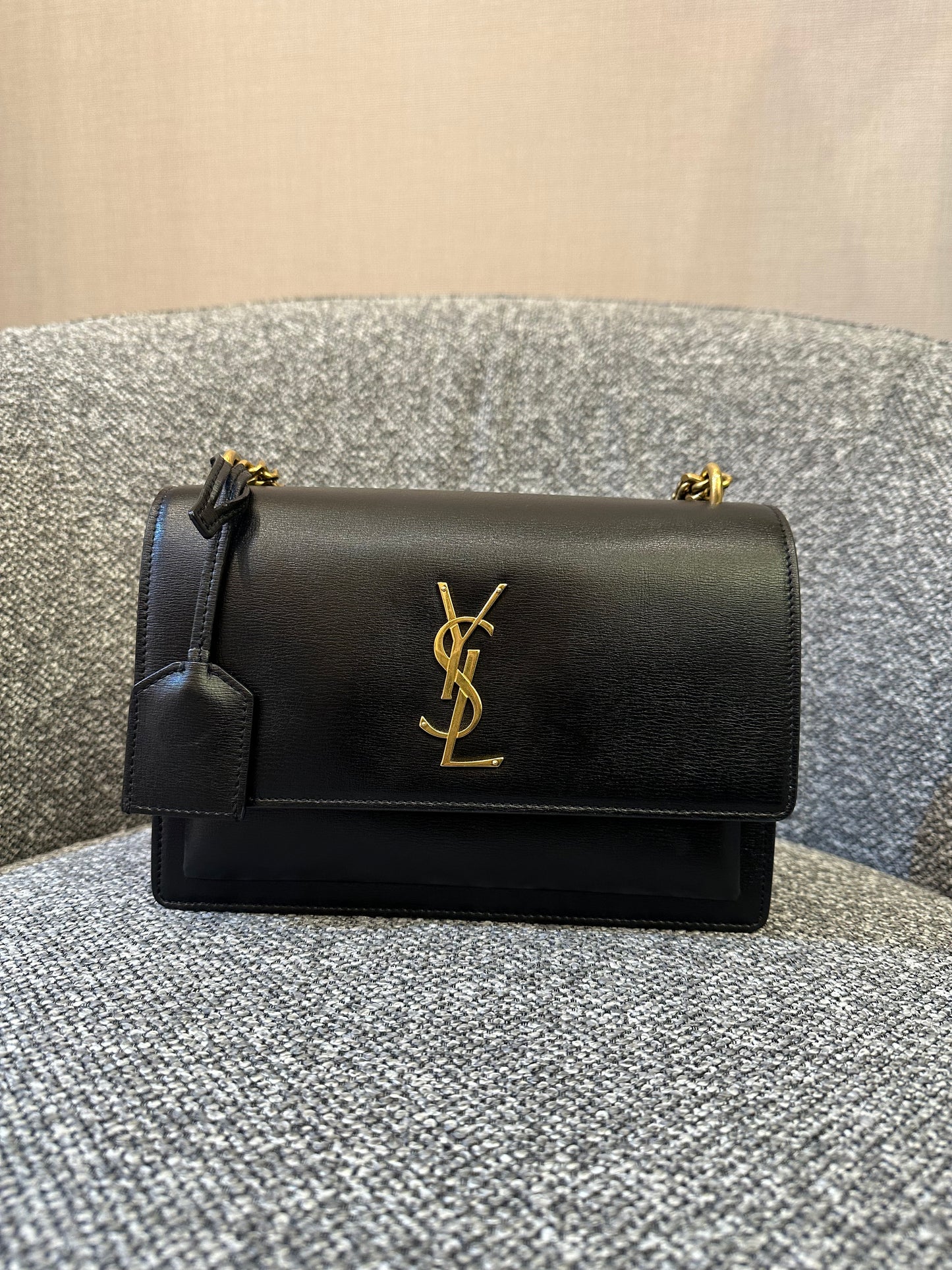 Yves Saint Laurent Sunset Bag In Black Leather