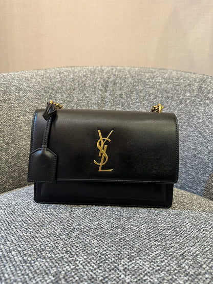 Yves Saint Laurent Sunset Bag In Black Leather