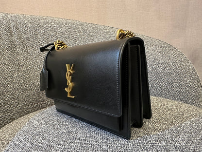 Yves Saint Laurent Sunset Bag In Black Leather