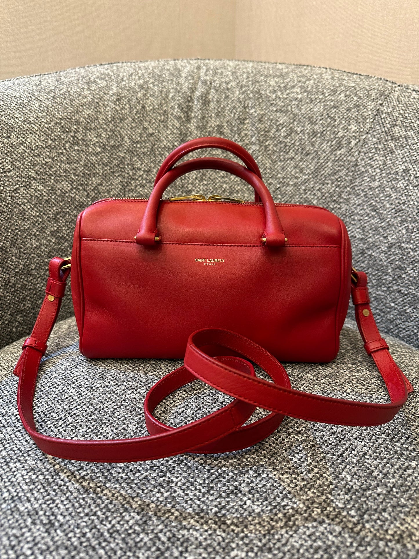 Yves Saint Laurent Baby Duffle Bag In Red Leather