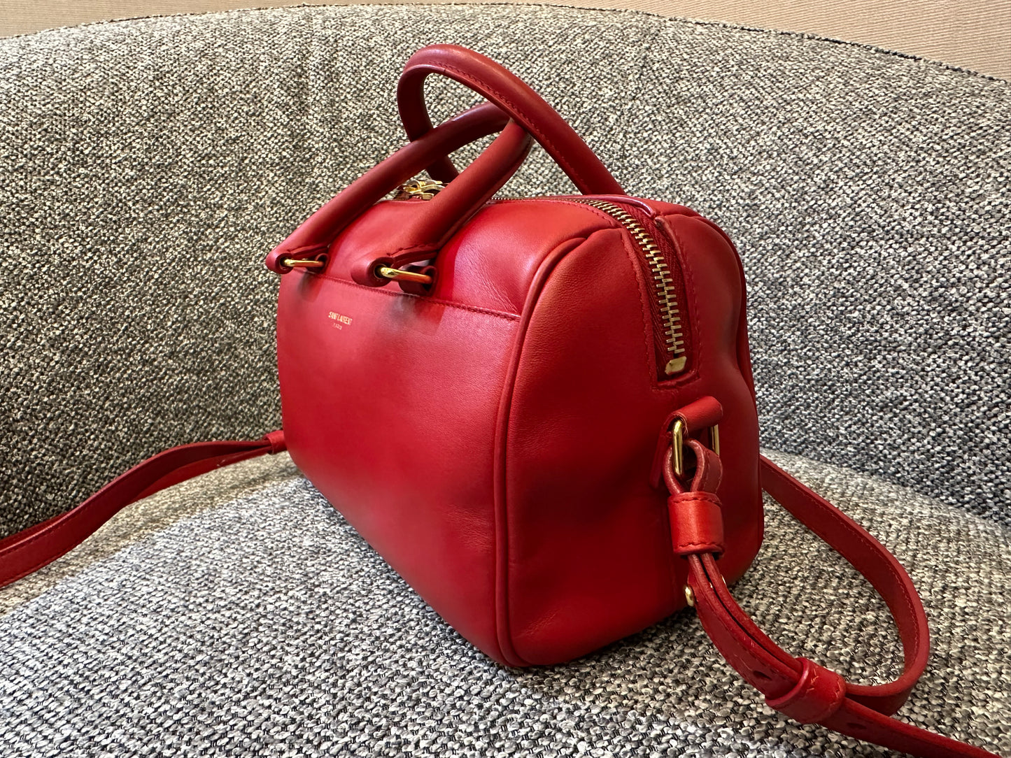Yves Saint Laurent Baby Duffle Bag In Red Leather