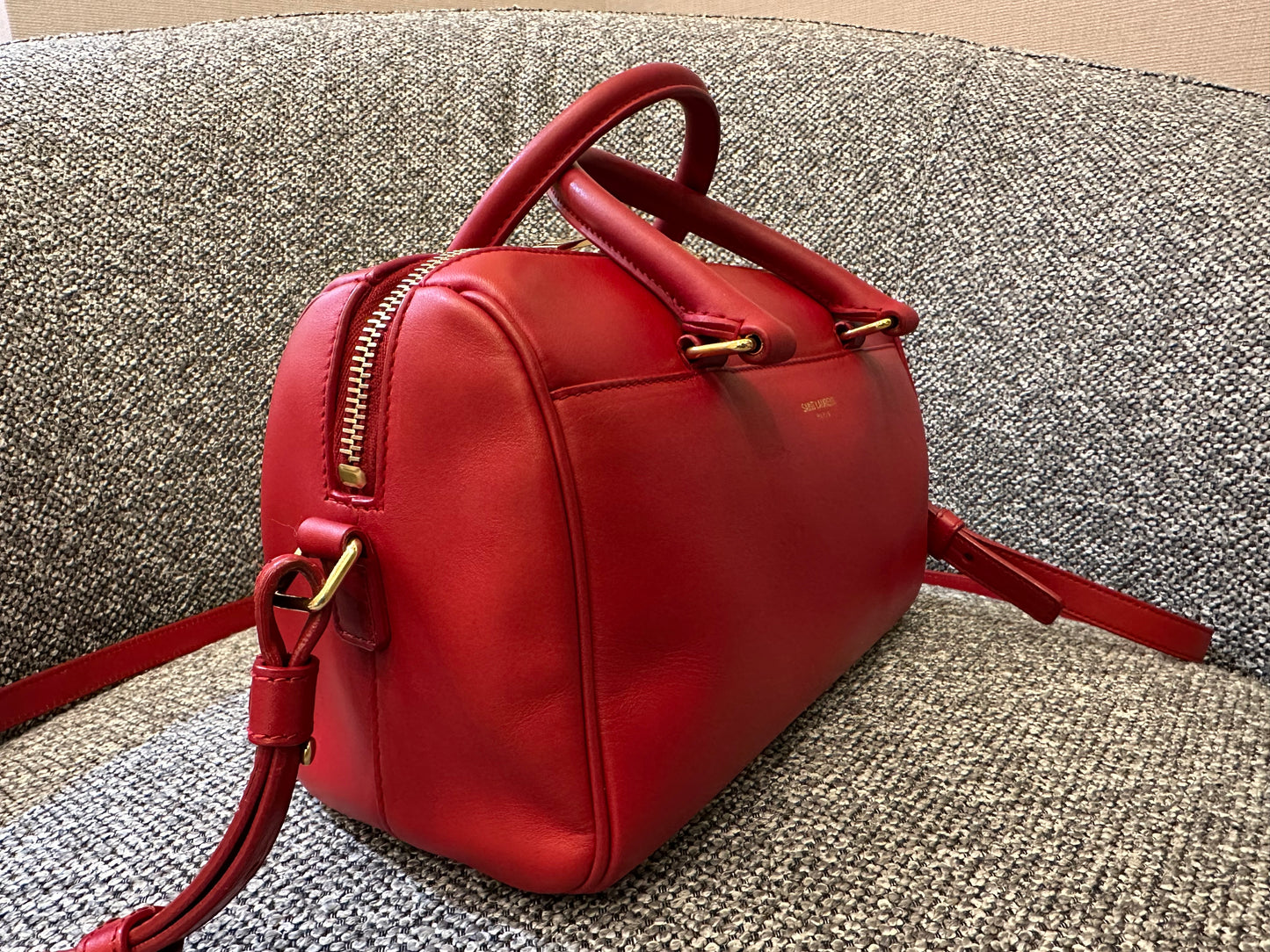 Yves Saint Laurent Baby Duffle Bag In Red Leather
