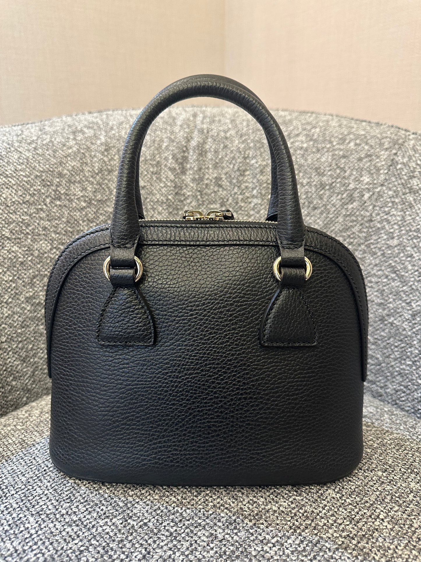 Gucci GG Charm Dome Satchel In Black Leather