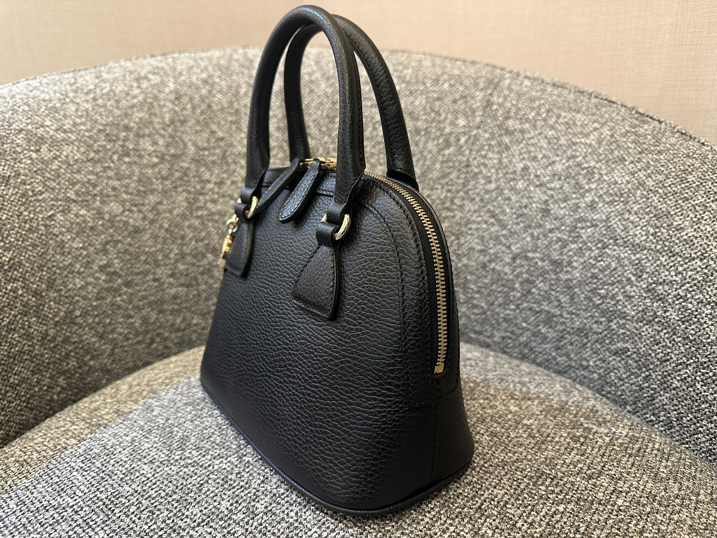 Gucci GG Charm Dome Satchel In Black Leather