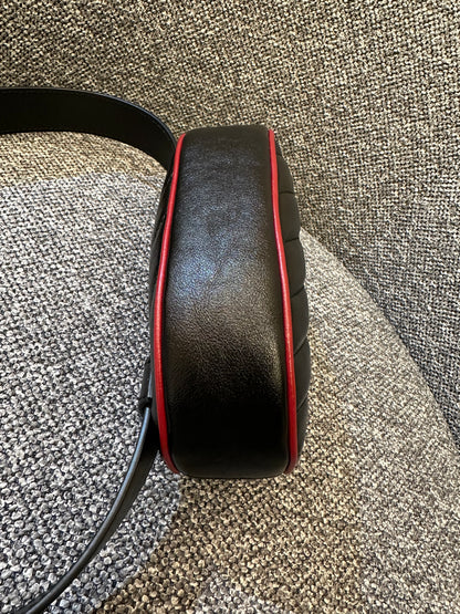 Gucci GG Marmont Matelassé Leather Belt Bag in Black and Red Trim
