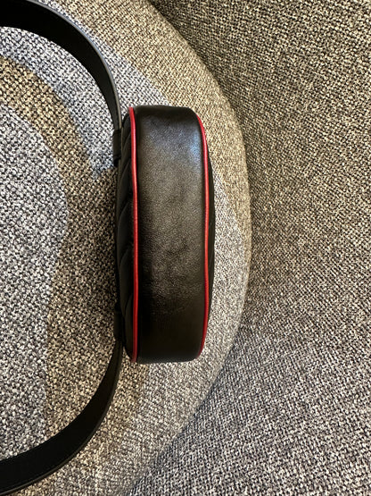 Gucci GG Marmont Matelassé Leather Belt Bag in Black and Red Trim