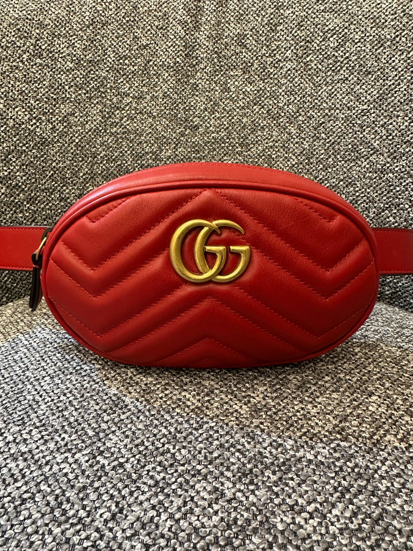 Gucci GG Marmont Belt Bag In Red Quilted Leather