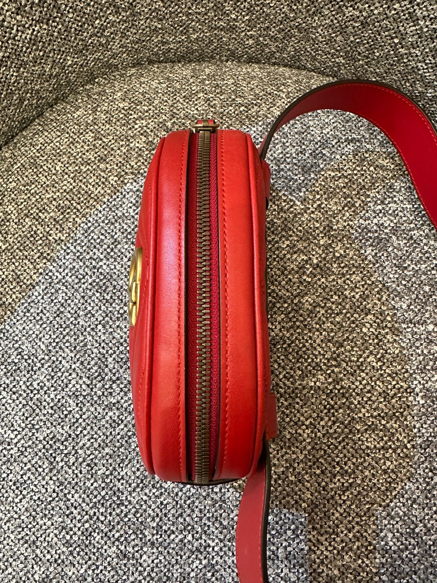 Gucci GG Marmont Belt Bag In Red Quilted Leather