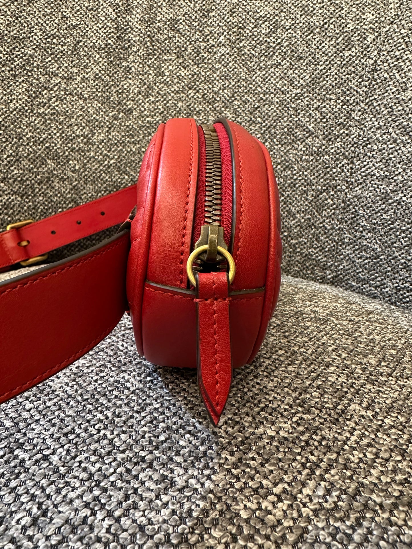 Gucci GG Marmont Belt Bag In Red Quilted Leather