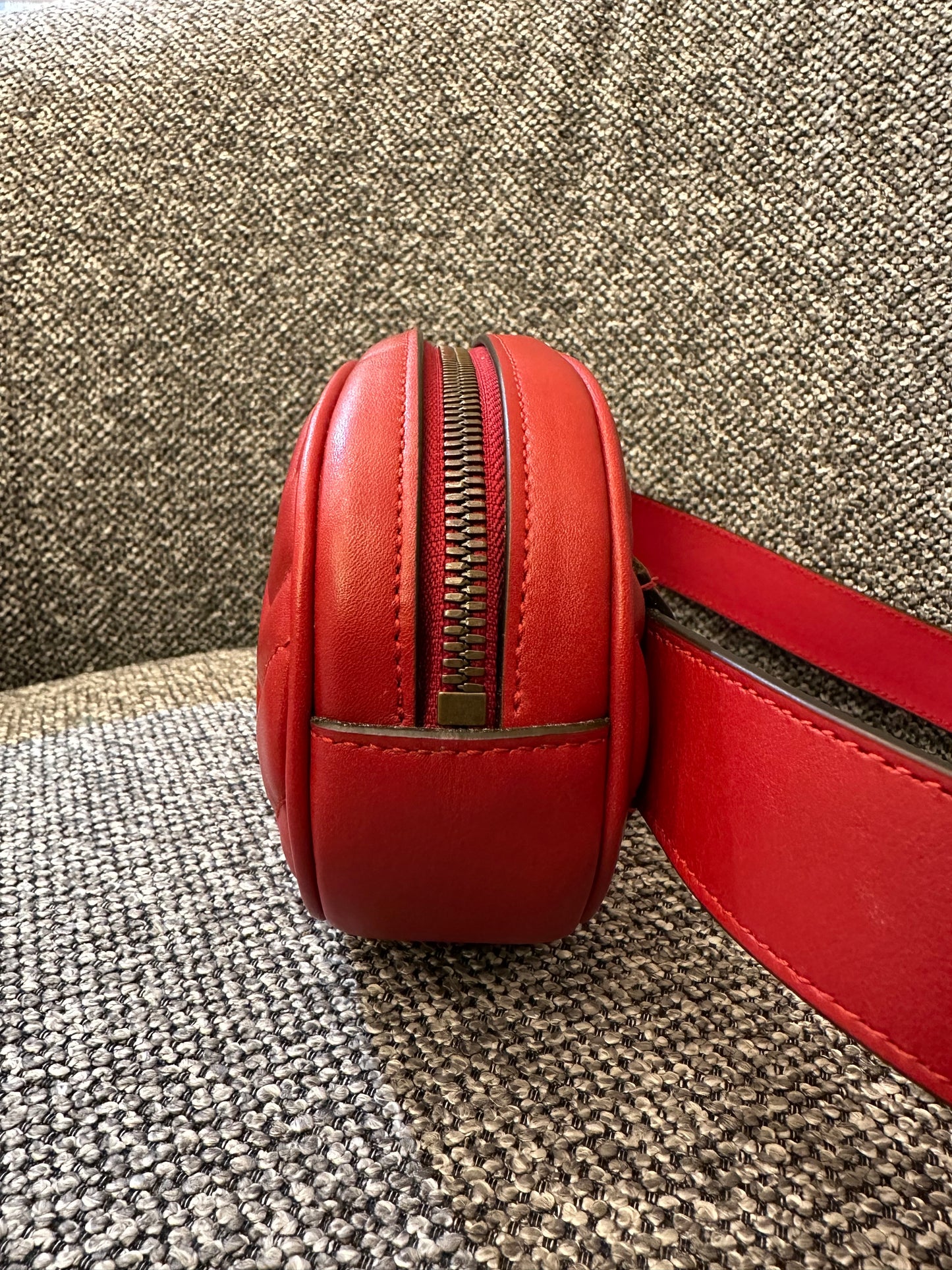 Gucci GG Marmont Belt Bag In Red Quilted Leather