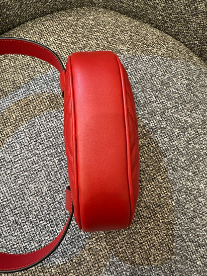Gucci GG Marmont Belt Bag In Red Quilted Leather