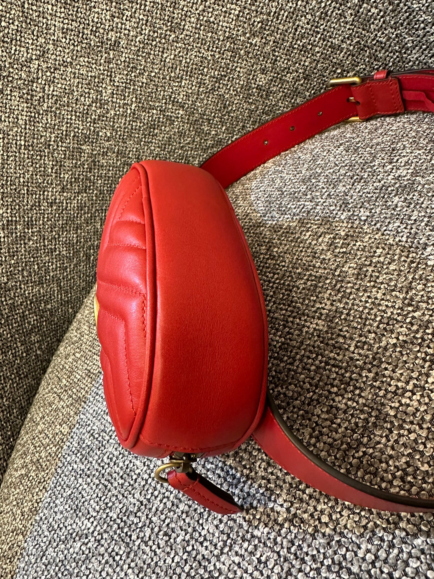 Gucci GG Marmont Belt Bag In Red Quilted Leather