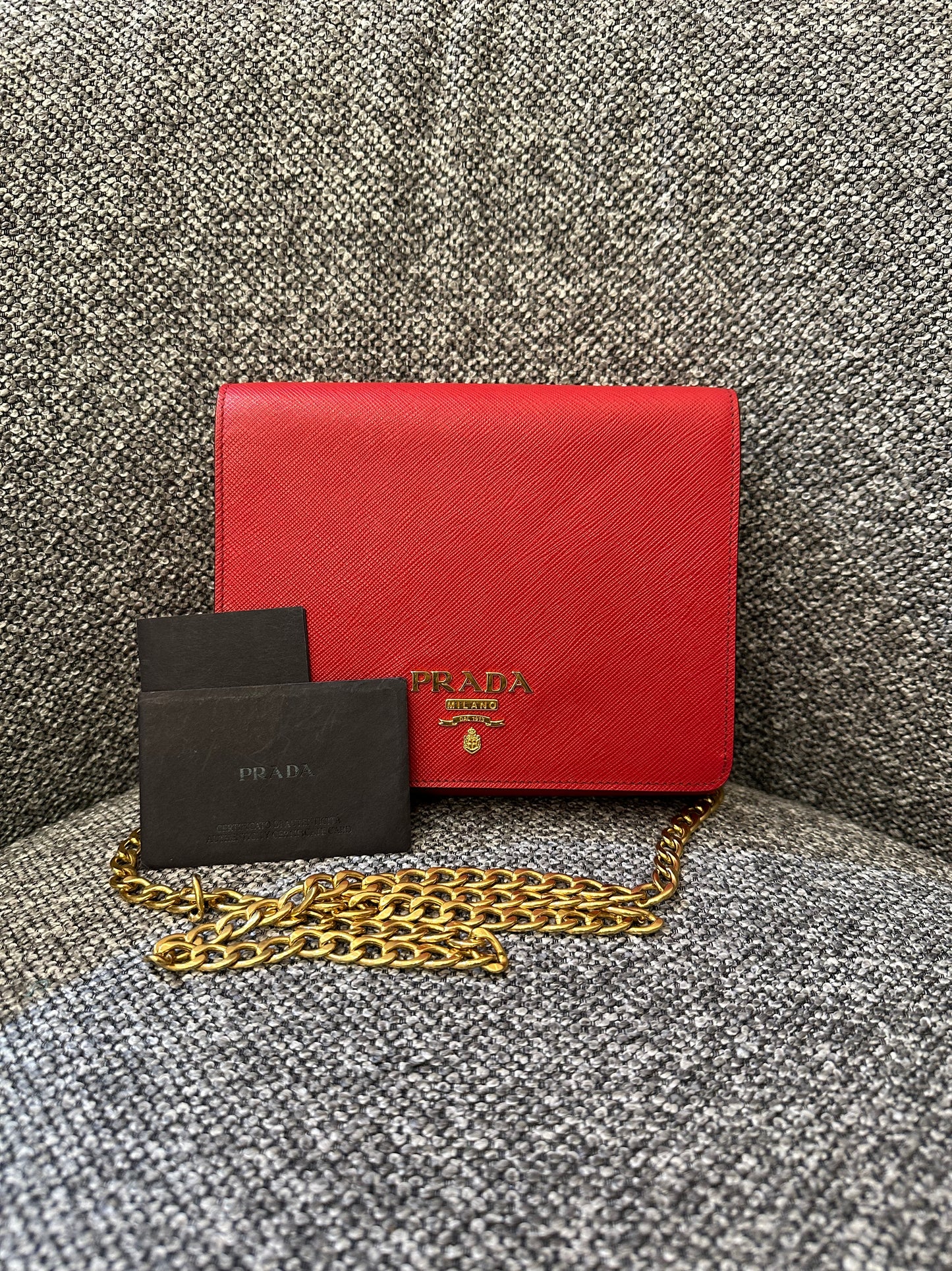 Prada Saffiano Lux Chain Crossbody Bag