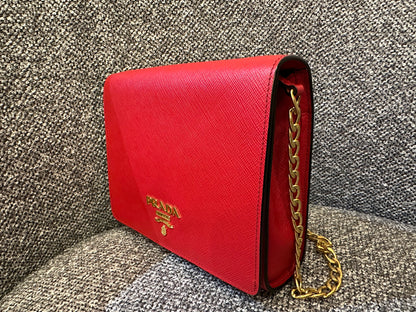 Prada Saffiano Lux Chain Crossbody Bag