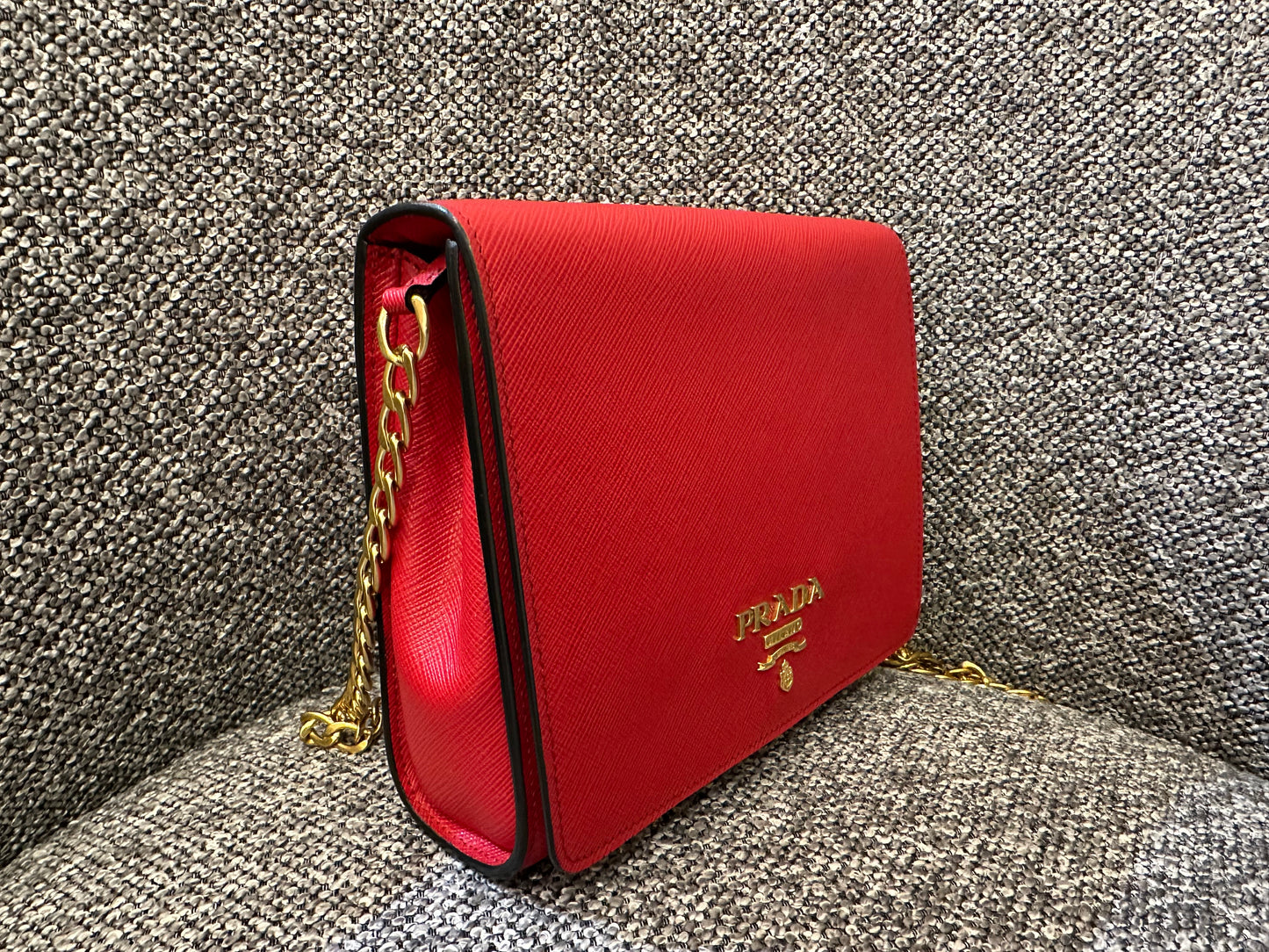 Prada Saffiano Lux Chain Crossbody Bag