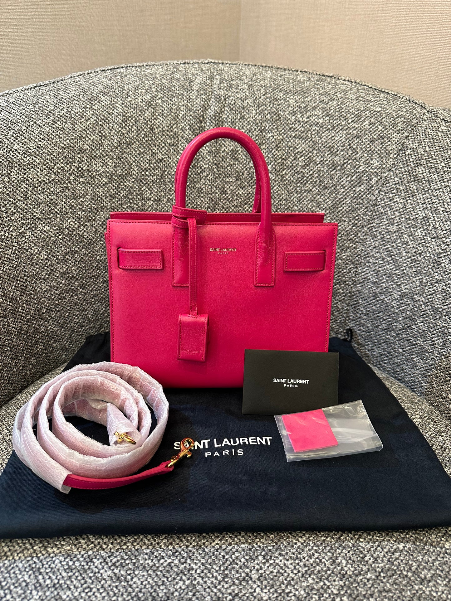 Yves Saint Laurent Sac De Jour In Hot Pink Leather
