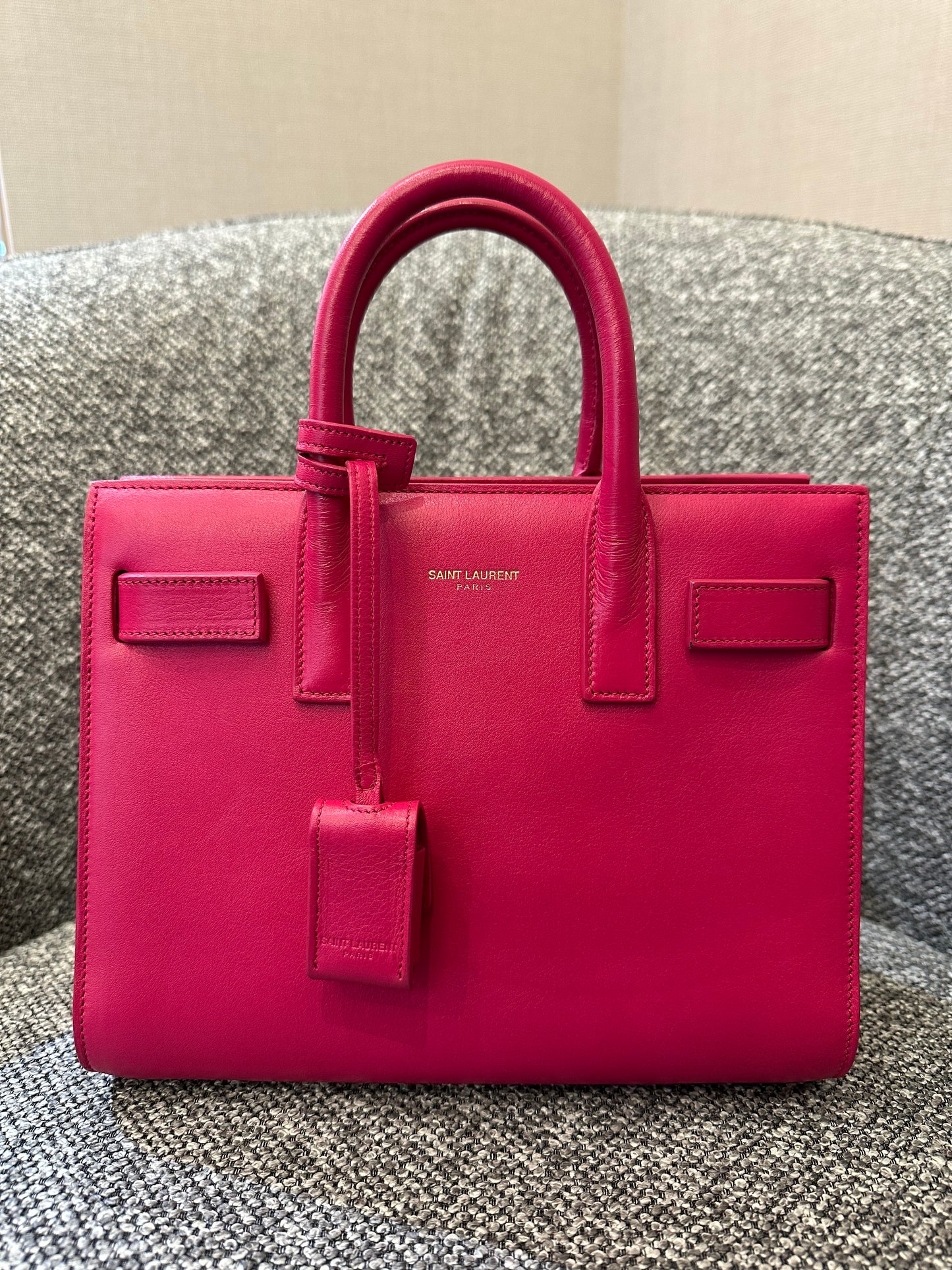 Yves Saint Laurent Sac De Jour In Hot Pink Leather