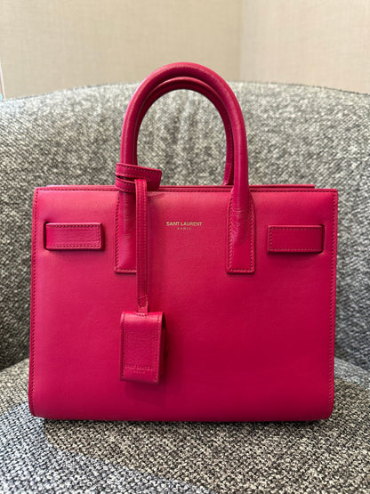Yves Saint Laurent Sac De Jour In Hot Pink Leather