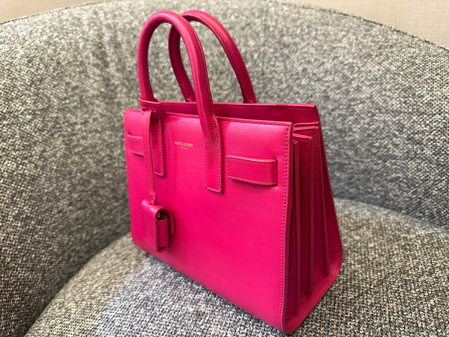 Yves Saint Laurent Sac De Jour In Hot Pink Leather