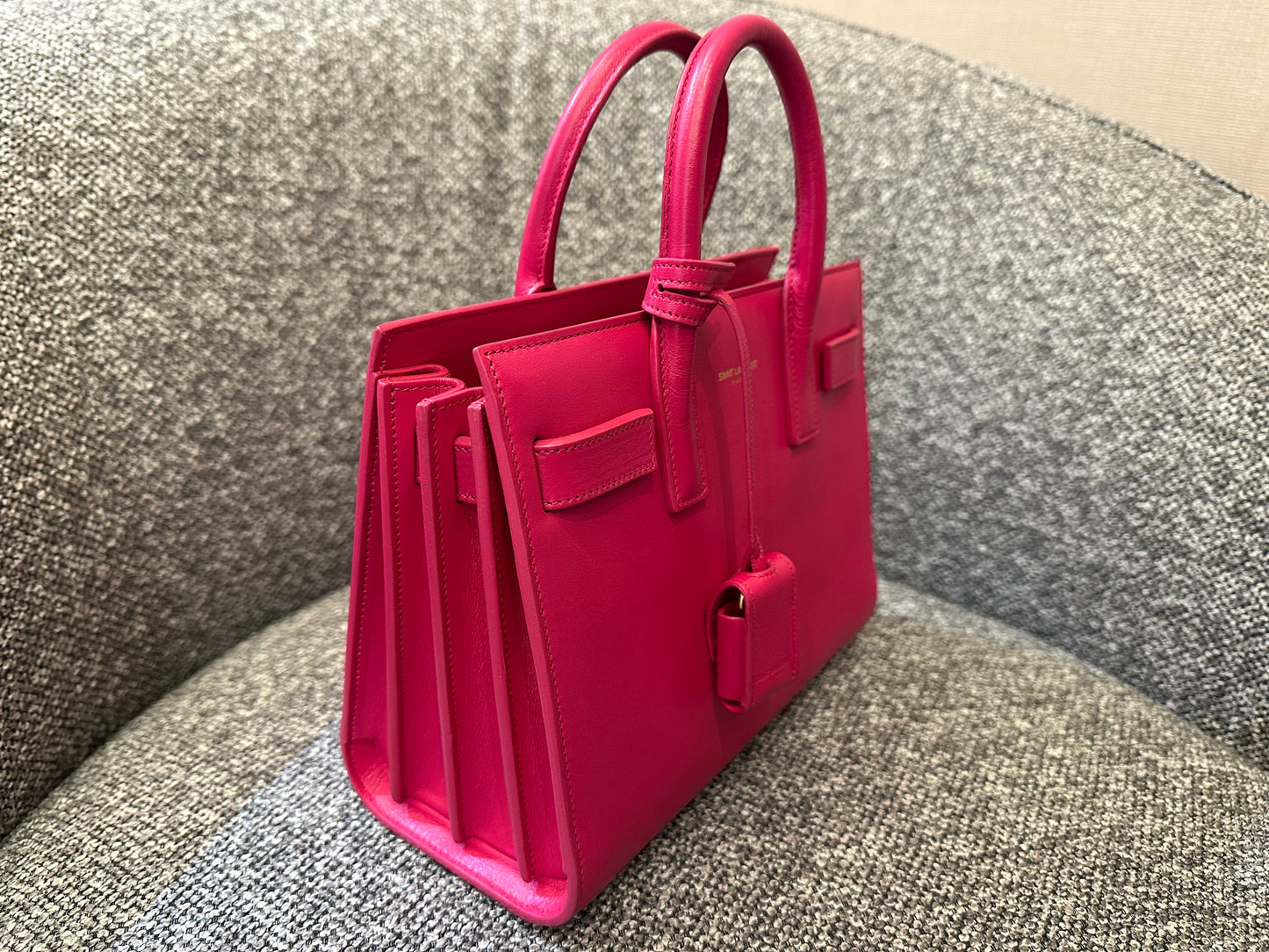 Yves Saint Laurent Sac De Jour In Hot Pink Leather