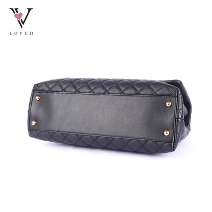 Chanel Coco Handle Bag in Black Quilted Caviar Leather