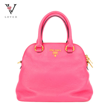 Prada Vitello Daino Dome Satchel Handbag