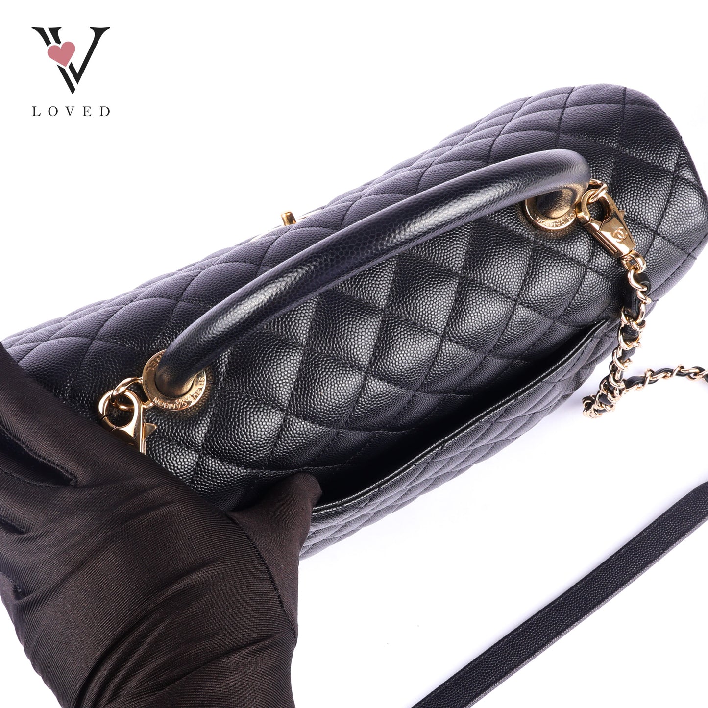 Chanel Coco Handle Bag in Black Quilted Caviar Leather