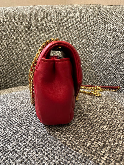 Yves Saint Laurent Classic Monogram Baby Cahin Bag In Red Quilted Matelasse Chevron Leather