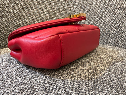 Yves Saint Laurent Classic Monogram Baby Cahin Bag In Red Quilted Matelasse Chevron Leather