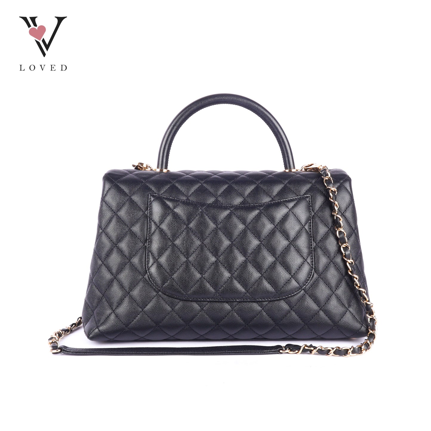 Chanel Coco Handle Bag in Black Quilted Caviar Leather