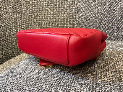 Yves Saint Laurent Classic Monogram Baby Cahin Bag In Red Quilted Matelasse Chevron Leather