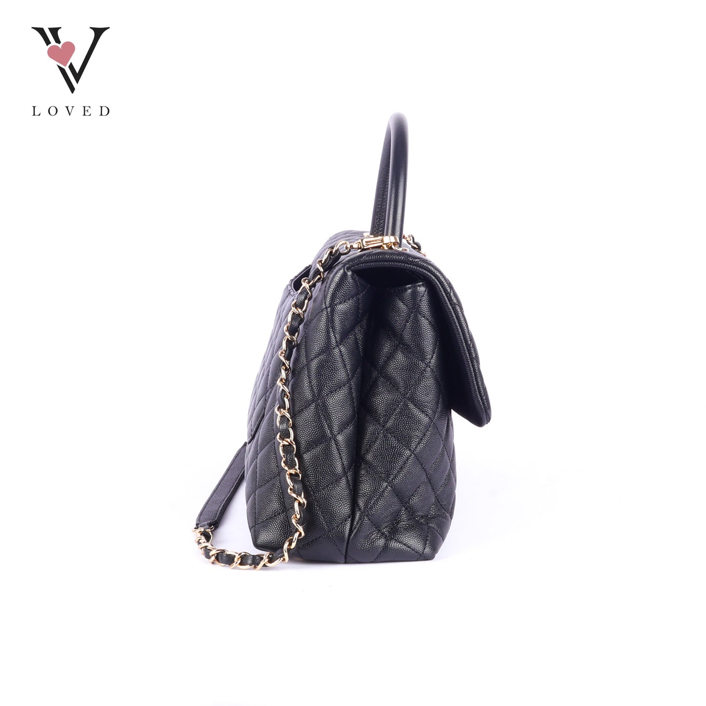 Chanel Coco Handle Bag in Black Quilted Caviar Leather