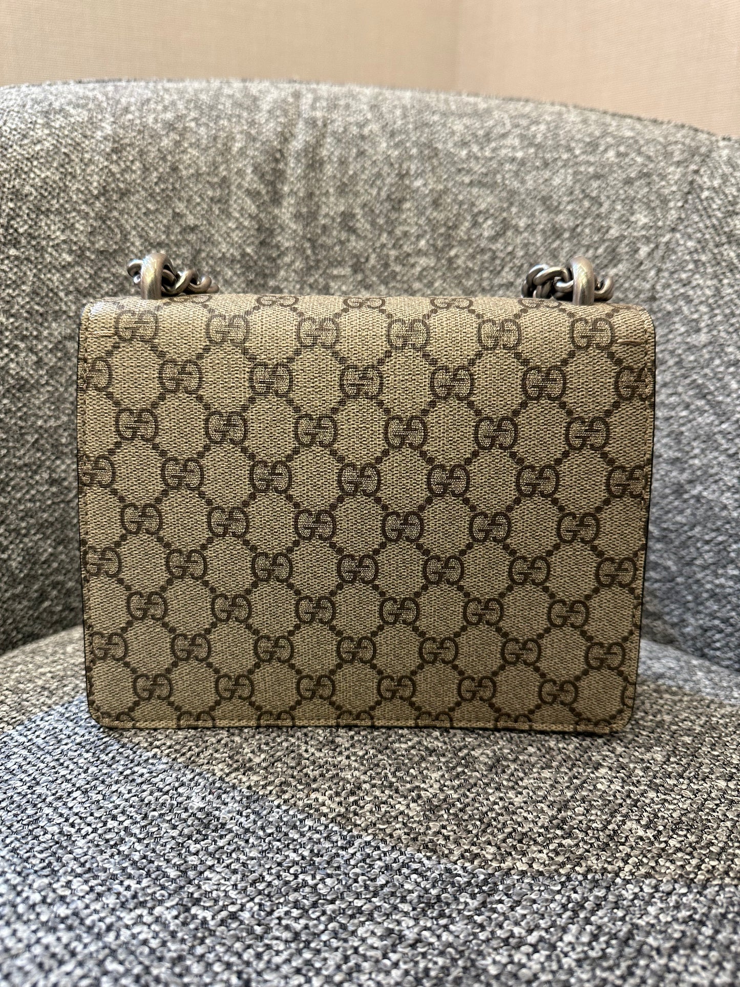 Gucci Dionysus GG Supreme Canvas Bag In Black Suede
